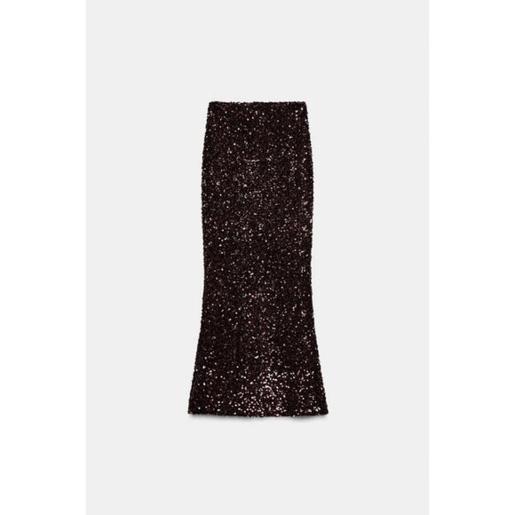 ZARA LONG SEQUIN SKIRT - Picture 6 of 8
